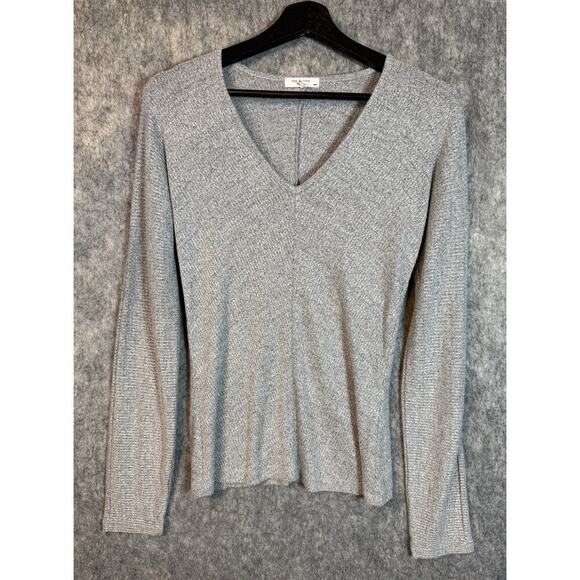 Rag & Bone Womens Gray Soft Stretch V Neck Sweater Lightweight - Medium - Picture 1 of 6